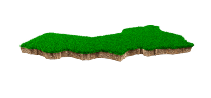 oman carte coupe transversale de la géologie des sols avec de l'herbe verte et de la texture du sol rocheux illustration 3d png