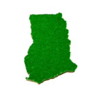Ghana kaart bodem land geologie dwarsdoorsnede met groen gras en rotsgrond textuur 3d illustratie png