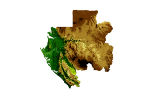 Gabão mapa sombreado alívio cor altura mapa 3d ilustração png