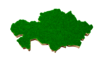 Kazakhstan Map soil land geology cross section with green grass and Rock ground texture 3d illustration png