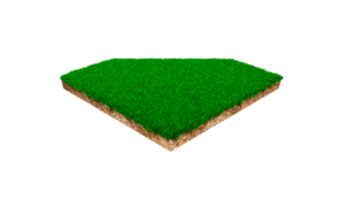 Diamond moon shape soil land geology cross section with green grass, earth mud cut away isolated 3D Illustration png