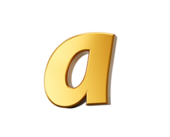 gyllene alfabet en 3d gyllene små brev 3d illustration png