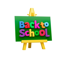 Back to school 3d colorful letters on notice board 3d illustration png