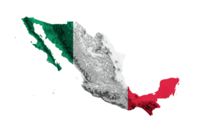 México mapa México bandeira sombreado alívio cor altura mapa 3d ilustração png