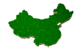 China Map soil land geology cross section with green grass and Rock ground texture 3d illustration png