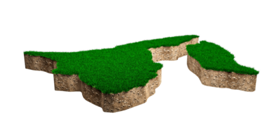 brunei darussalam karte boden land geologie querschnitt mit grünem gras und felsen bodentextur 3d illustration png