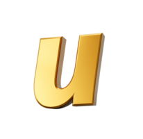 d'oro alfabeto u 3d d'oro piccolo lettere 3d illustrazione png