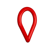 Red map pointer 3d pin. Location symbol made with red round pipe 3D Illustration png