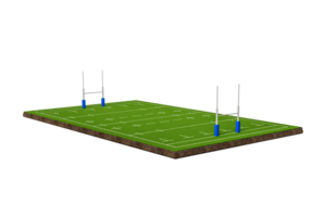 sezione trasversale del terreno di rugby con l'illustrazione 3d del campo di erba verde png