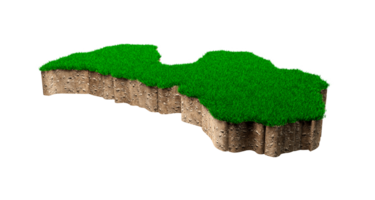 Letland kaart bodem land geologie dwarsdoorsnede met groen gras en rotsgrond textuur 3d illustratie png