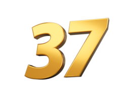 Gold number 37 Thirty seven shiny 3d number 37 made of gold 3d illustration png