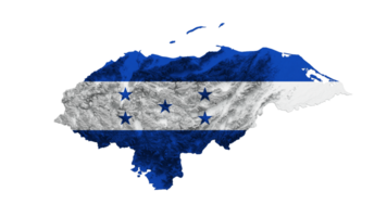 Honduras carte avec le drapeau couleurs ombragé le soulagement carte 3d illustration png