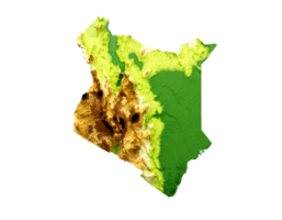 Kenya Map Shaded relief Color Height map 3d illustration png