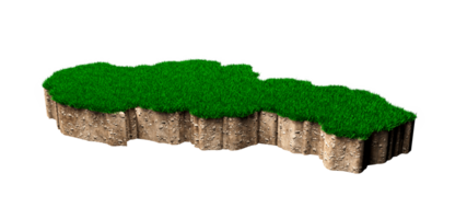 slowakije kaart bodem land geologie dwarsdoorsnede met groen gras en rotsgrond textuur 3d illustratie png