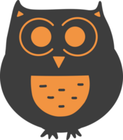 owl icon, halloween black and orange theme elements. png