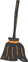 broom icon, halloween black and orange theme elements. png