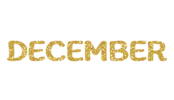 Yellow glitter DECEMBER Letters Icon. December sign. Design for decorating, background, wallpaper, illustration. png