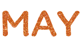 naranja Brillantina mayo letras icono. mayo signo. diseño para decorando, fondo, fondo de pantalla, ilustración. png