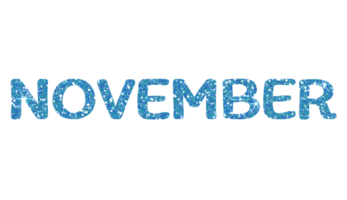 Blue glitter NOVEMBER Letters Icon. November sign. Design for decorating, background, wallpaper, illustration. png