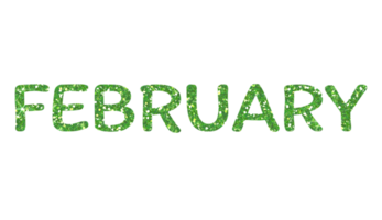 Green glitter FEBRUARY Letters Icon. February sign. Design for decorating, background, wallpaper, illustration. png