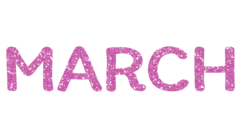 Pink glitter MARCH Letters Icon. March sign. Design for decorating, background, wallpaper, illustration. png