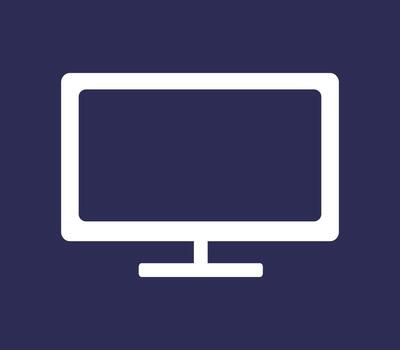 A flat computer monitor icon, suitable for the monitor business concept, displayed against a dark backdrop in vector format.