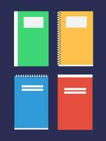 Colorful school education notebook icon on a dark background. vector