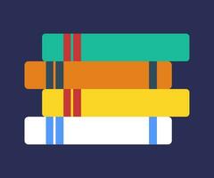 Flat stack of books icon with vibrant colors. vector