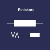 Flat vector icons of resistors against a dark background, creating a clean and minimalist appearance.