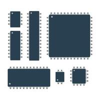 Microchip icon set. Vector illustration of microchip or integrated circuit on white background.