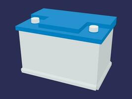 An isometric 3D-style car battery icon, representing an accu or accumulator, displayed against a dark background in vector form.