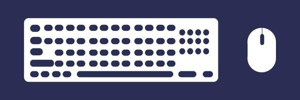 un negro vector icono representando un computadora teclado y ratón en un oscuro antecedentes.