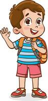 cute little kid show happy and friendly pose expression.happy children student. vector