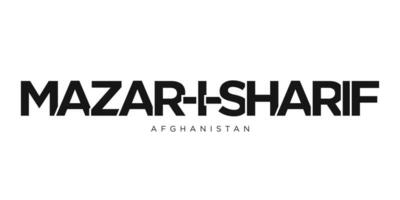 Mazar-i-Sharif en el Afganistán emblema. el diseño caracteristicas un geométrico estilo, vector ilustración con negrita tipografía en un moderno fuente. el gráfico eslogan letras.