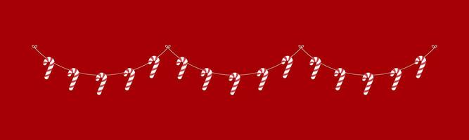 Candy Cane Garland Vector Illustration, Christmas Graphics Festive Winter Holiday Season Bunting