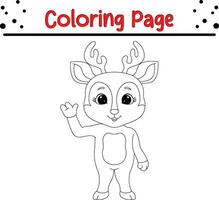 Happy Christmas deer coloring page for kids vector