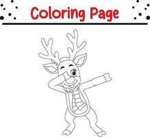 Happy Christmas Cute Deer coloring page for kids vector