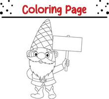 Happy Christmas gnomes coloring page for kids vector
