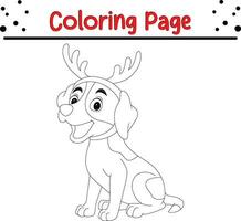 Happy Christmas Animal coloring page for children. vector