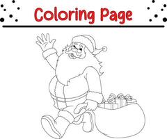 contento Navidad Papa Noel colorante página para niños vector