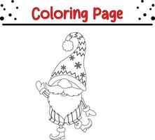 Happy Christmas gnomes coloring page for kids vector