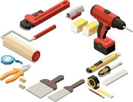 building repair tools on white background vector
