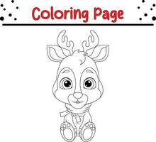 Happy Christmas baby deer coloring page for kids vector