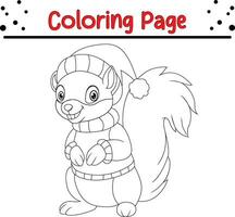 Happy Christmas animal coloring page for kids vector