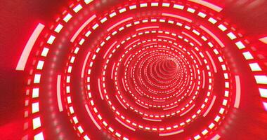 Abstract futuristic red hi-tech tunnel from energy circles and magic lines background photo