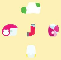 New Generation Inhalers, Including Genuair, Ellipta Inhaler, NEXThaler, Breezhaler, Metered Dose Inhaler Vector Icon