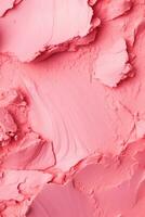 Bubblegum pink make-up, beauty product texture as abstract makeup cosmetic background, crushed cosmetics, generative ai photo