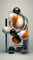 3d image of colorful objects in a square frame generated by Ai photo