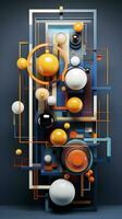 3d image of colorful objects in a square frame generated by Ai photo