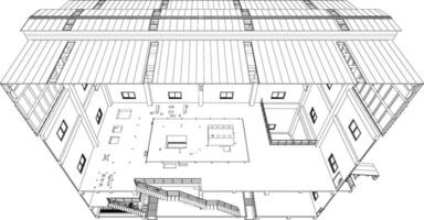 3d ilustración de industrial edificio vector